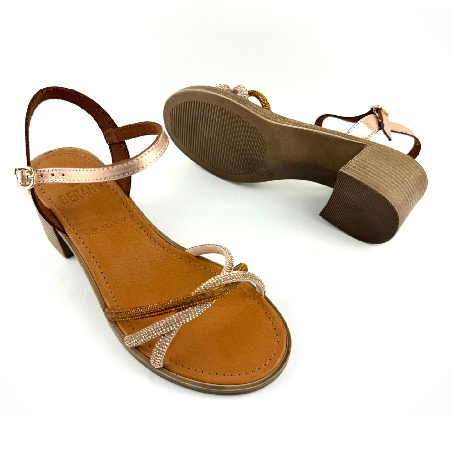 Sandalo Lucea (strass platino/marrone)