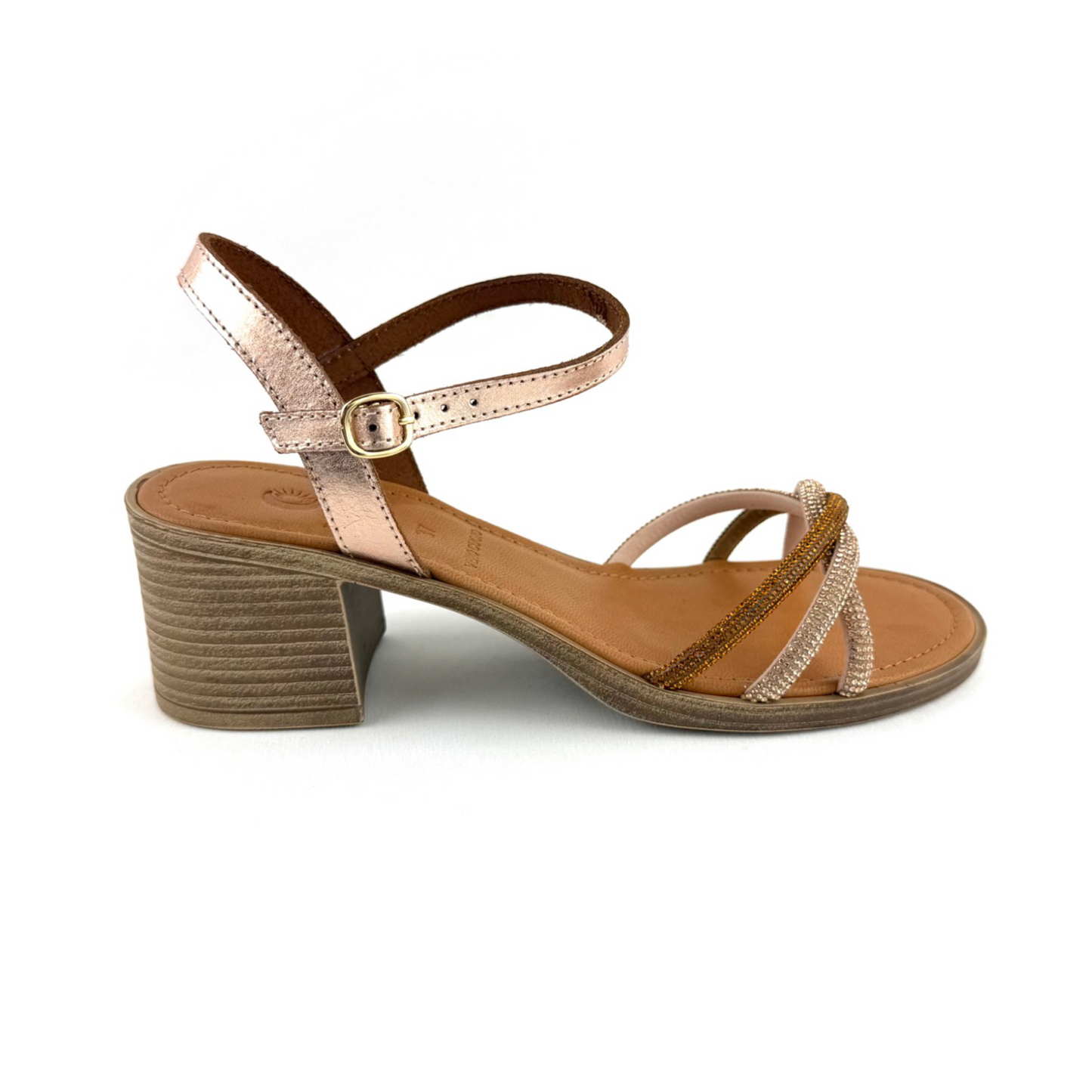 Sandalo Lucea (strass platino/marrone)