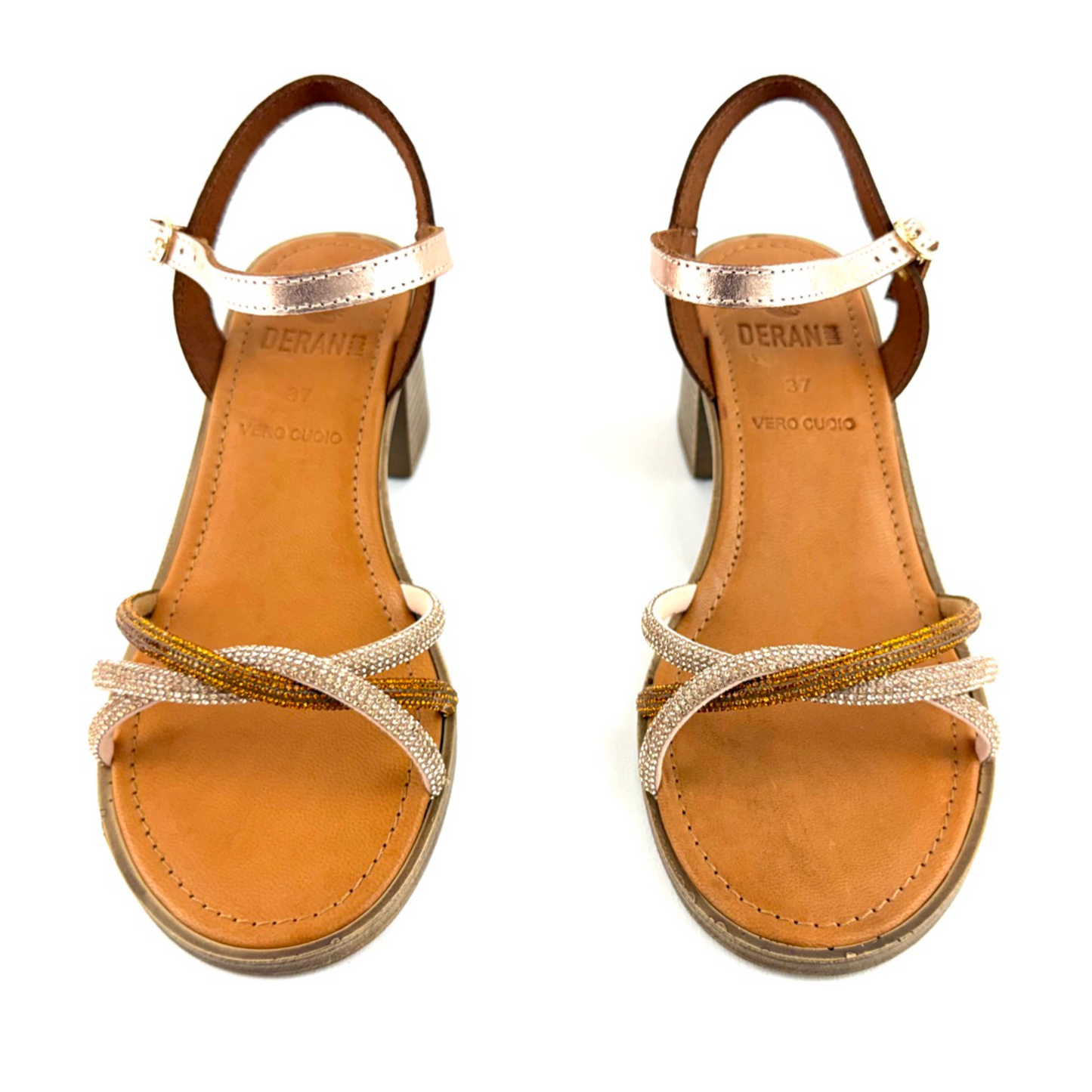 Sandalo Lucea (strass platino/marrone)