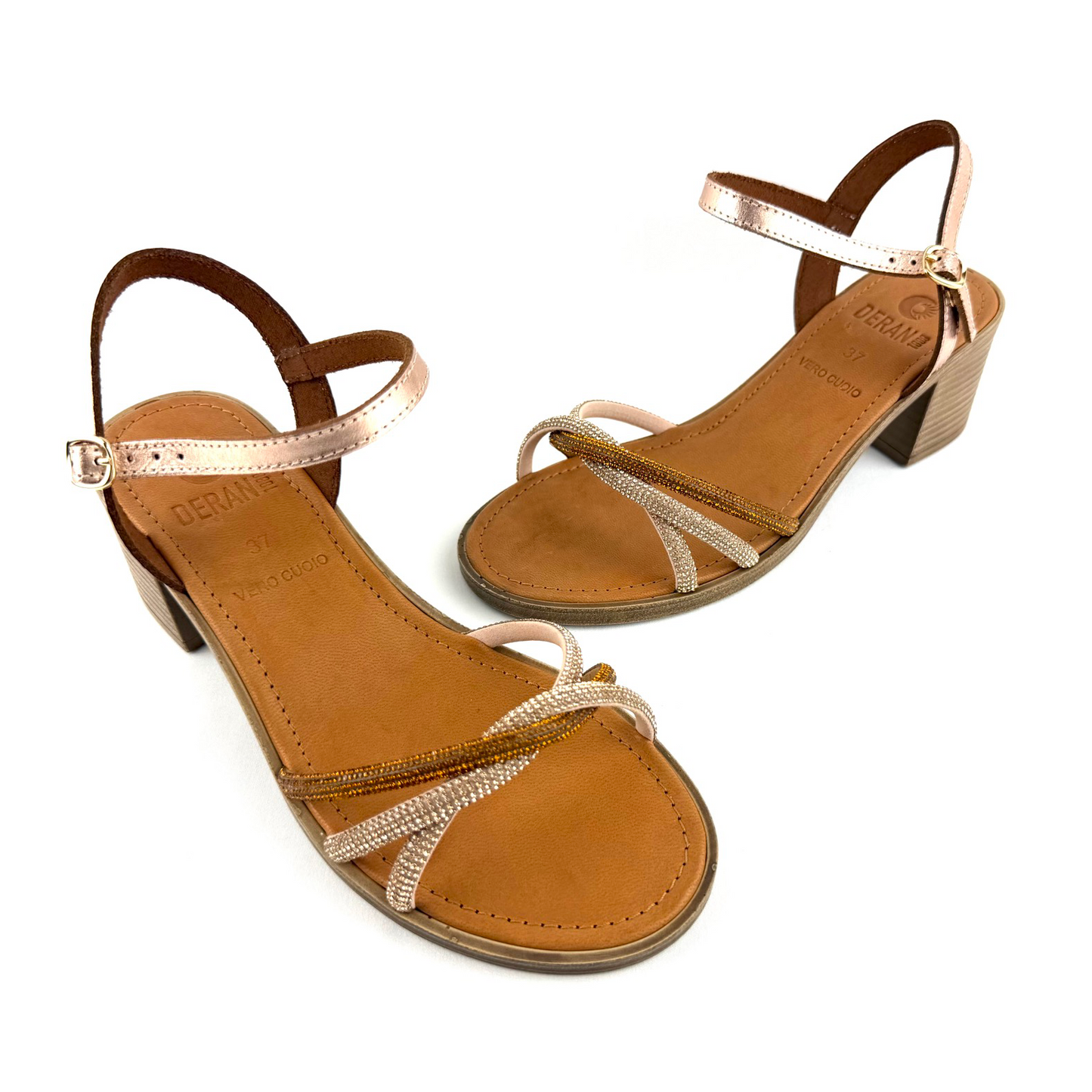 Sandalo Lucea (strass platino/marrone)