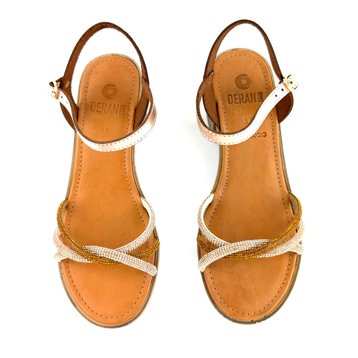 Sandalo Lucea (strass platino/marrone)