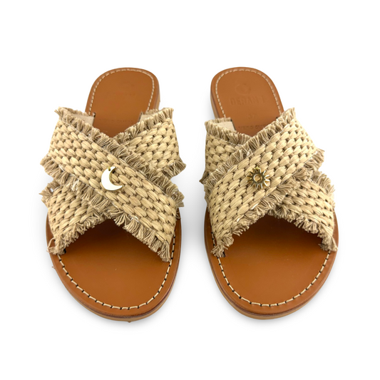 SANDALO LEUCA RAFIA (Beige sabbia naturale)