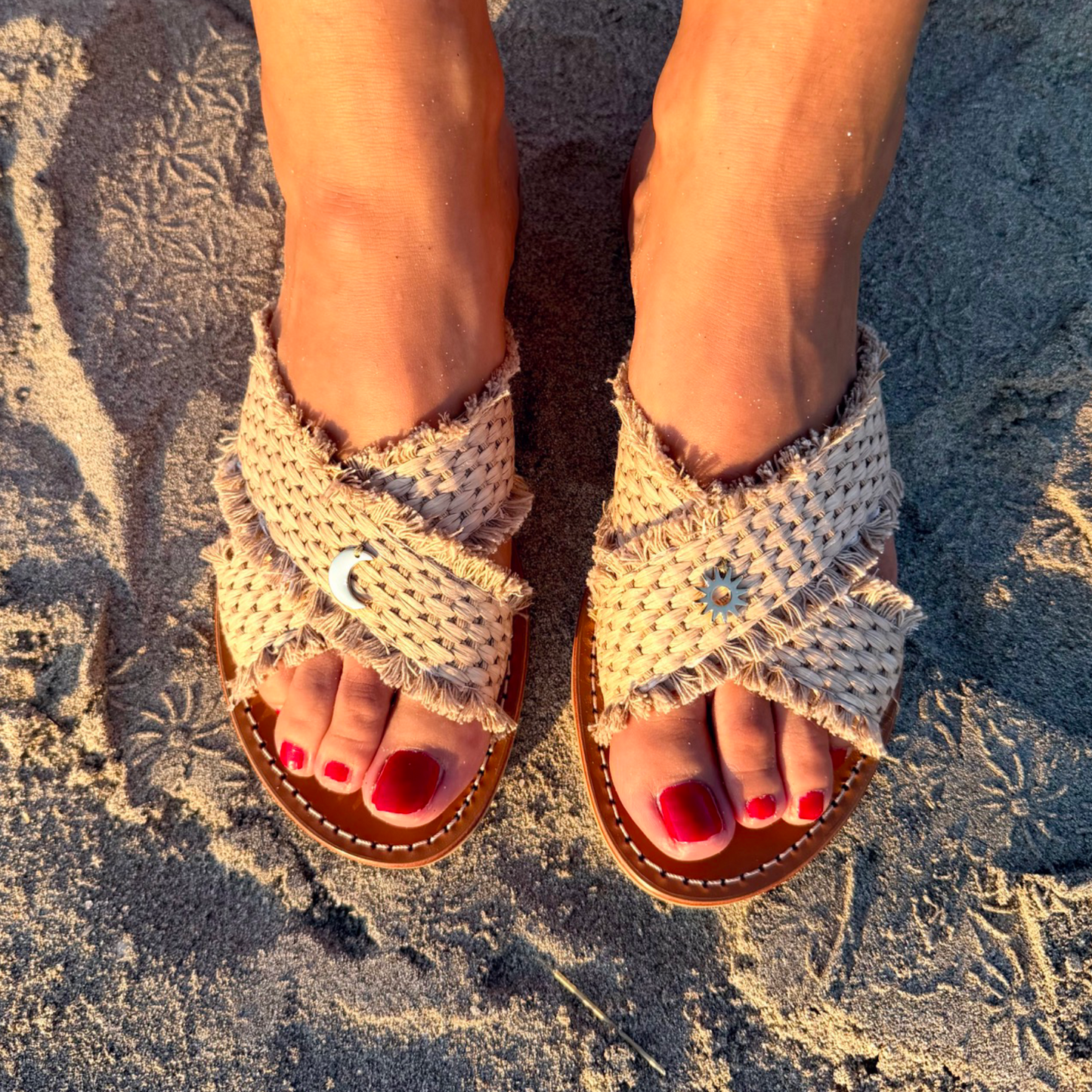 SANDALO LEUCA RAFIA (Beige sabbia naturale)